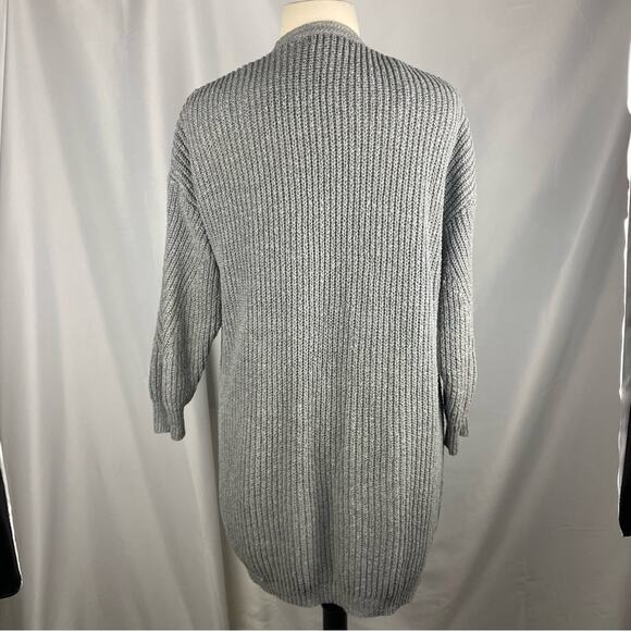 Iris Gray Knit Open Front Cardigan Sweater 3/4 Sleeve w Pockets Cozy Plus Sz 2XL - Picture 3 of 11